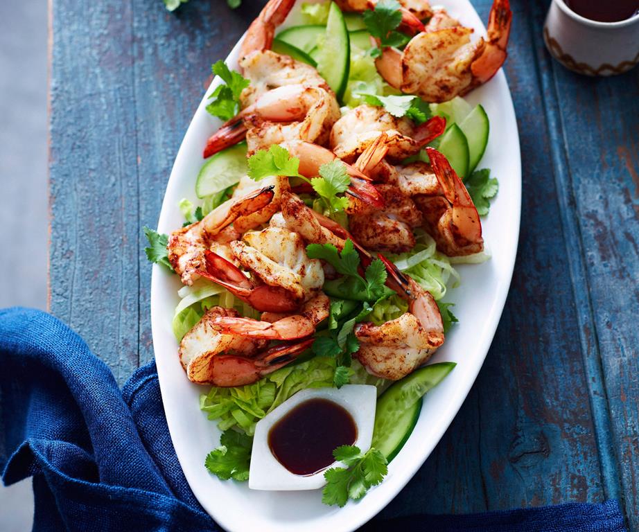 BBQ Chinese 5 Spice Prawn Cutlets with Lemon Soy Dressing