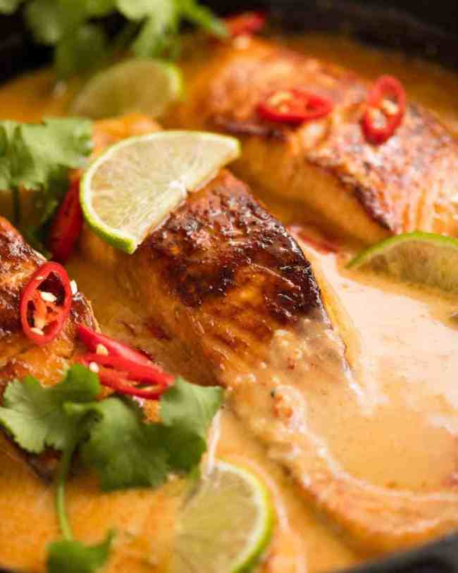 Poached Salmon in Coconut Lime Sauce
