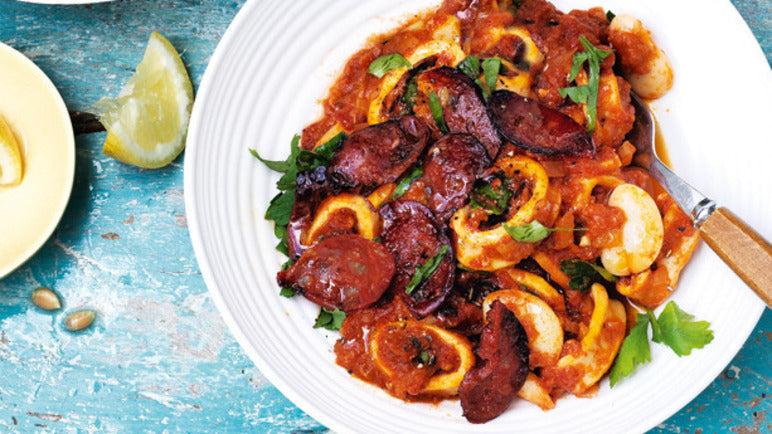 Spanish Style Squid with Chorizo
